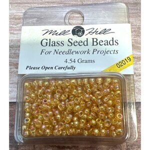 Mill Hill Glass Seed Beads 4.54 Grams Gold & Iridescent Finish For Needlework Pr
